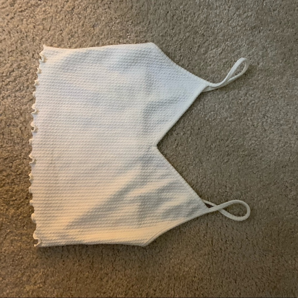 White scalloped tank crop top